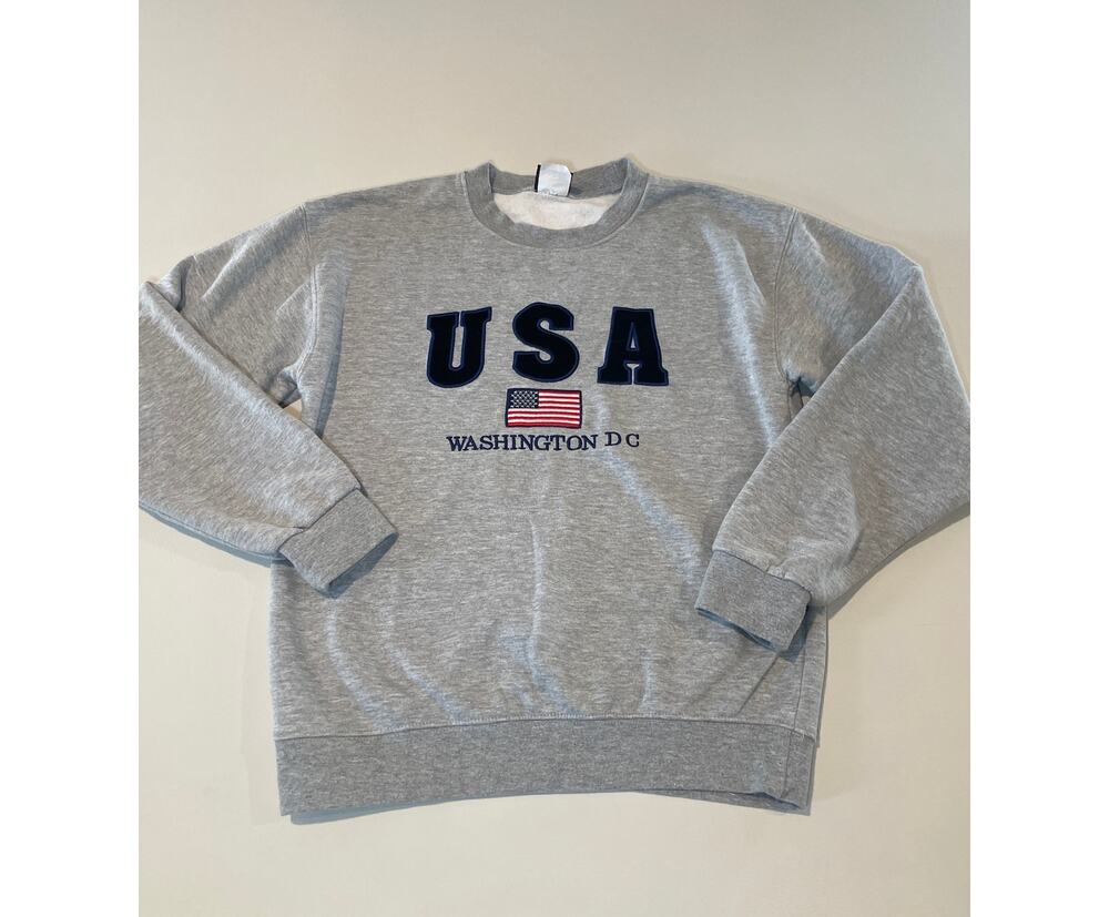 USA Sweatshirt Black Embroidered Flag Crew Neck Womens Size M
